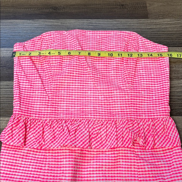 Lilly Pulitzer Lowe strapless dress in a fiesta pink and white gingham - Picture 3 of 6